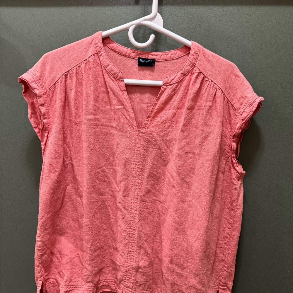 Splendid Pink / Coral Flutter Sleeve Blouse Relaxed Fit size medium